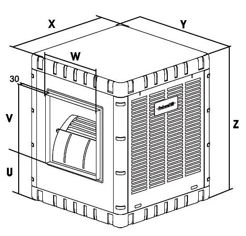 ابعاد کولر آبی کم مصرف آبسال مدل AC/DC-60