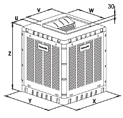 ابعاد کولر آبی بالازن کم مصرف آبسال مدل AC/DC68