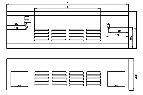 ابعاد ابعاد فن کویل زمینی ساراول مدل لوبوی SF-TB-10