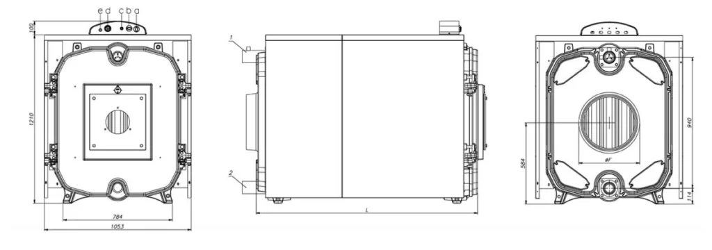 ابعاد دیگ چدنی شوفاژ MI3 مدل Hyper-15