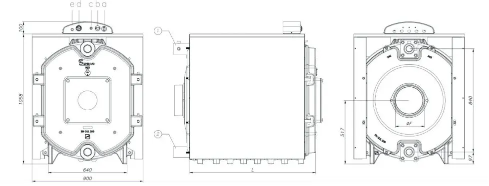 ابعاد دیگ چدنی شوفاژ MI3 مدل Super L90-08