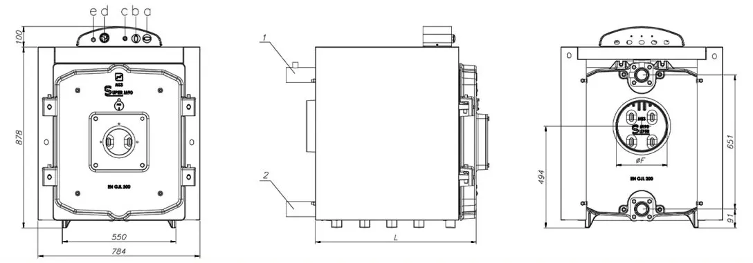 ابعاد دیگ چدنی شوفاژ MI3 مدل Super M90-05