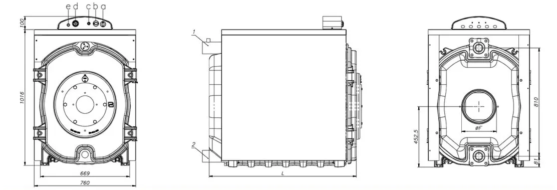 ابعاد دیگ چدنی شوفاژ MI3 مدل L90-12