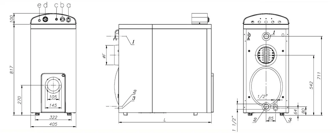 ابعاد دیگ چدنی شوفاژ MI3 مدل S90-08