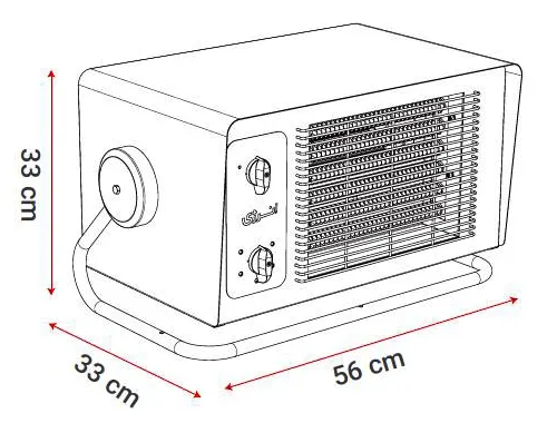 ابعاد هیتر برقی تکفاز فن‌دار انرژی مدل EH0045